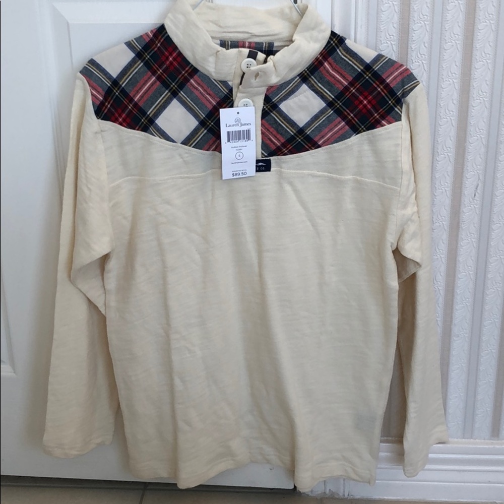 Lauren James plaid trim pullover